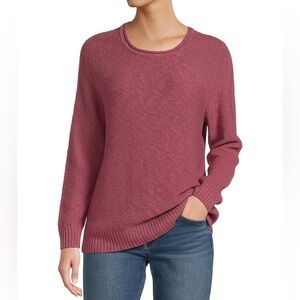 L.L. Bean Soft Texture Cotton Slub Roll Neck Long Sleeve Midweight Pullover Pink